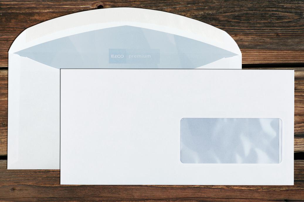 Kuvertierhüllen mit Fenster C6/5 114x229 mm Nassklebend Hochweiß 80 g/qm